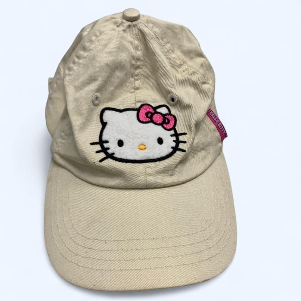 Vintage Hello Kitty Cream Embroidered Dad Hat - Sanrio Y2K Cap